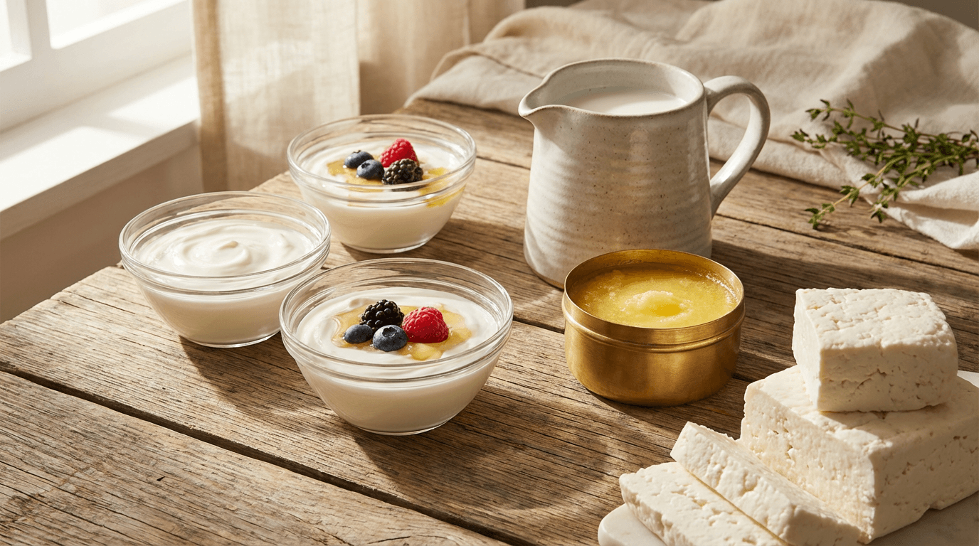 All three LACTEOS CAMPO PARDO yogurt flavors displayed with fresh fruits